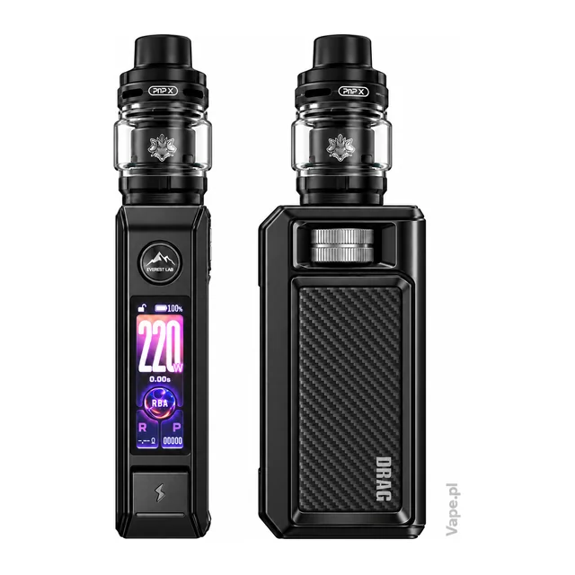 VooPoo DRAG 6 KIT — Black · Standard / US · 5 ml — wyświetlacz i panel z pokrętłem
