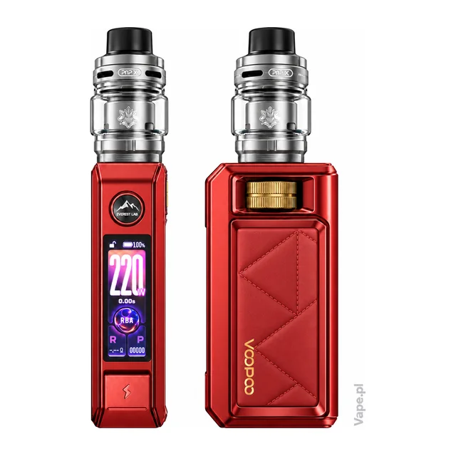 VooPoo DRAG 6 KIT — Red · Standard / US · 5 ml — wyświetlacz i panel z pokrętłem