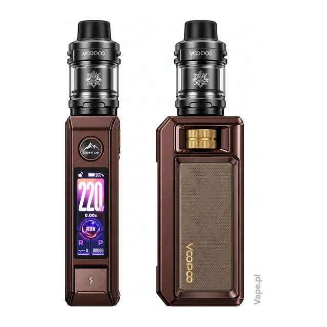 VooPoo DRAG 6 KIT — Brown · TPD · 2 ml — wyświetlacz i panel z pokrętłem