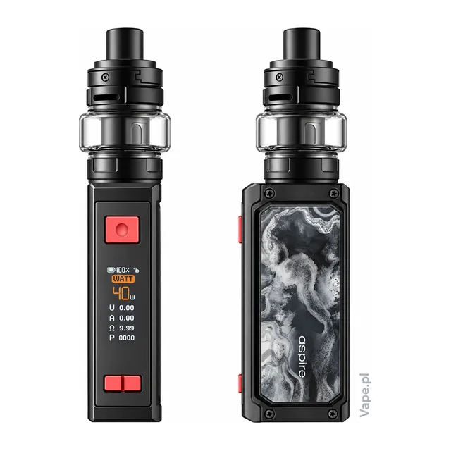 Aspire Rover Plus KIT — Black · Standard · AF Tank · 4 ml — ścianka z wyświetlaczem i szeroki bok