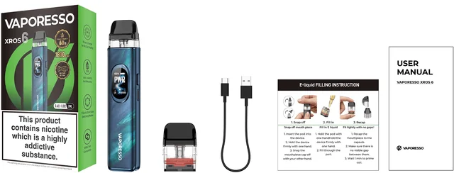Vaporesso XROS 6 — zawartość zestawu TPD 2 ml