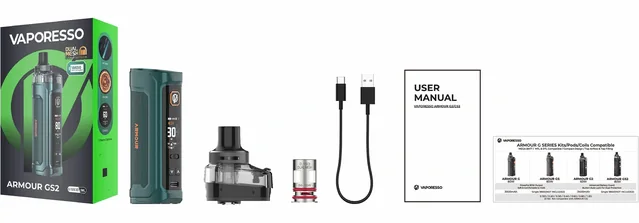 Vaporesso ARMOUR GS2 — opakowanie i elementy zestawu Global DTL · 5 ml